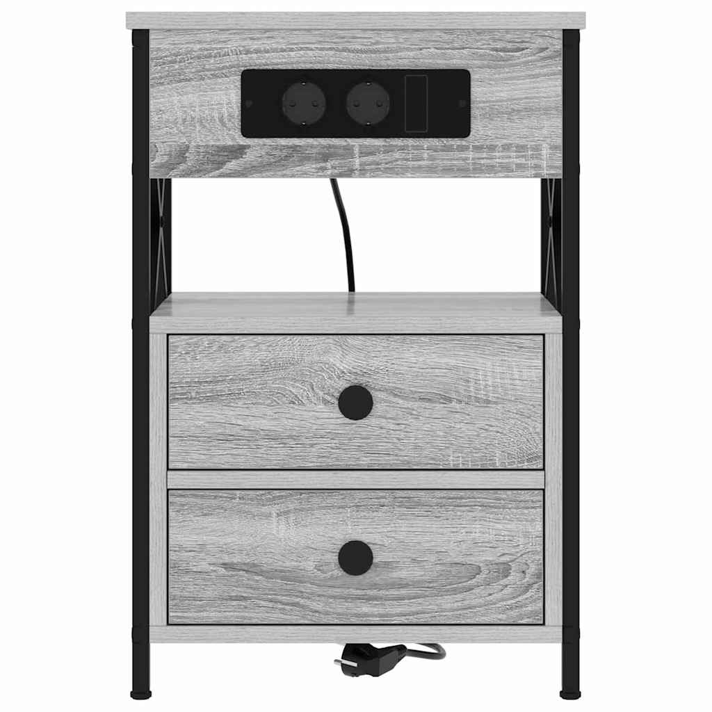 Nachttisch mit Ladestation 2 pcs Grau Sonoma 40 x 31 x 60 cm
